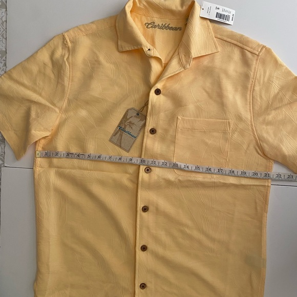 NWT Caribbean Pastel Yellow Collard Button Down Short Sleeved Size Small - Picture 5 of 8